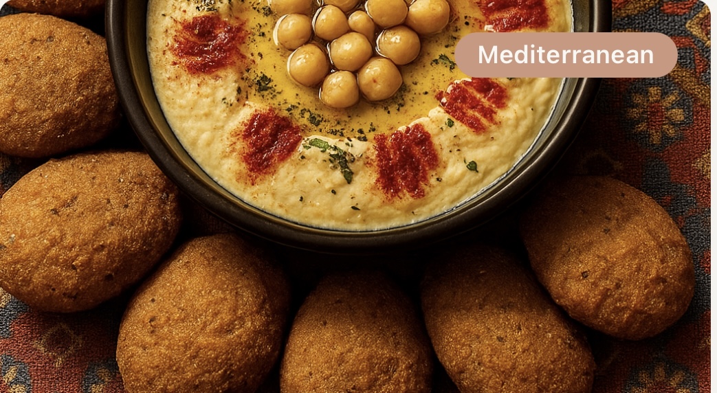 Falafels, Hummus, pita