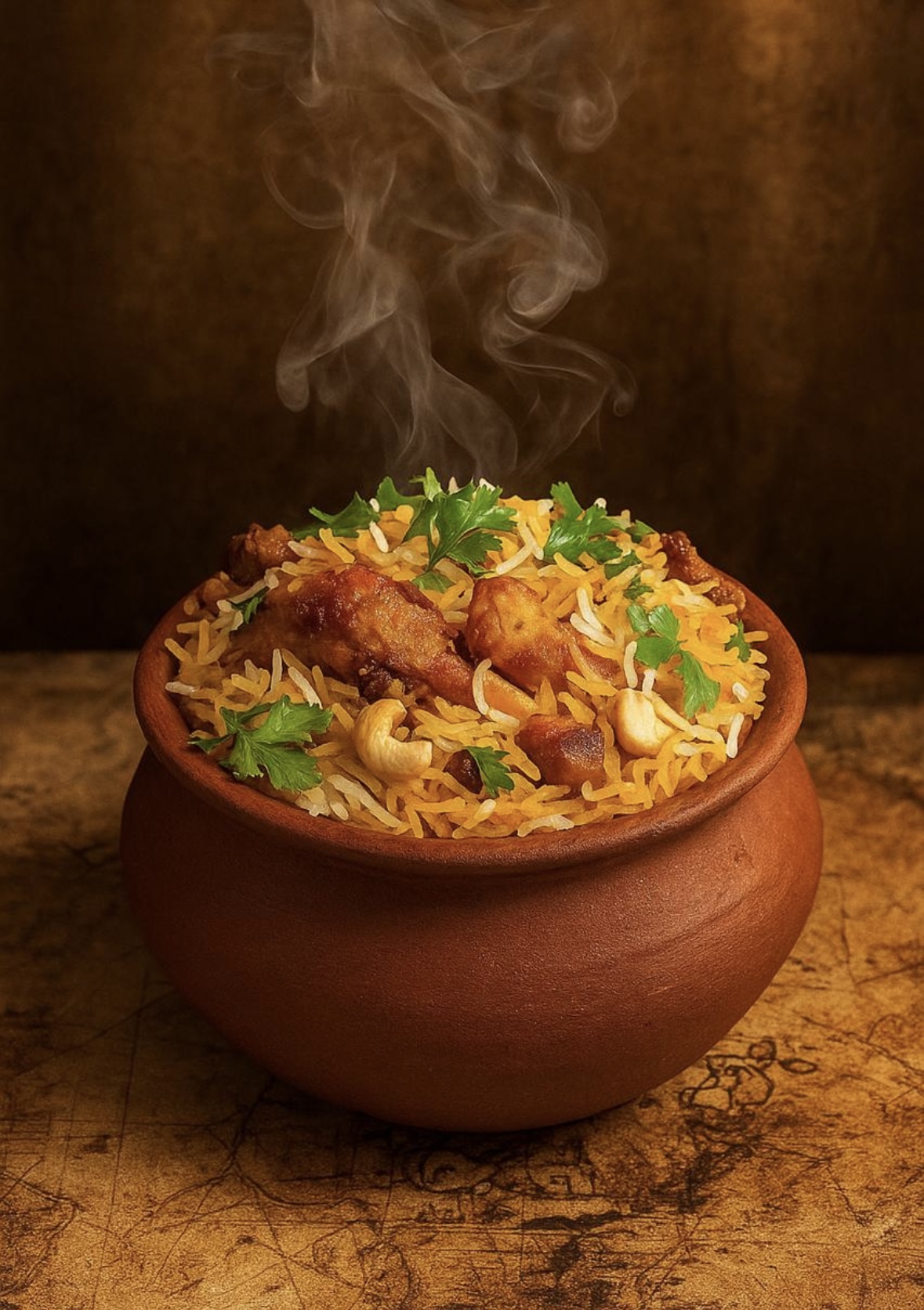 Chicken matka biryani with salan